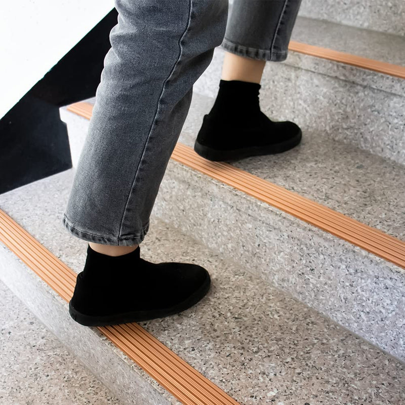 Anti Slip Treads for Stairs Outdoor Indoor (39inch 2Pcs Light Brown) Non Slip Stair Rubber bar for Steps Outdoor Non Skid Stairs Rubber Bar Water Proof self-extinguishing