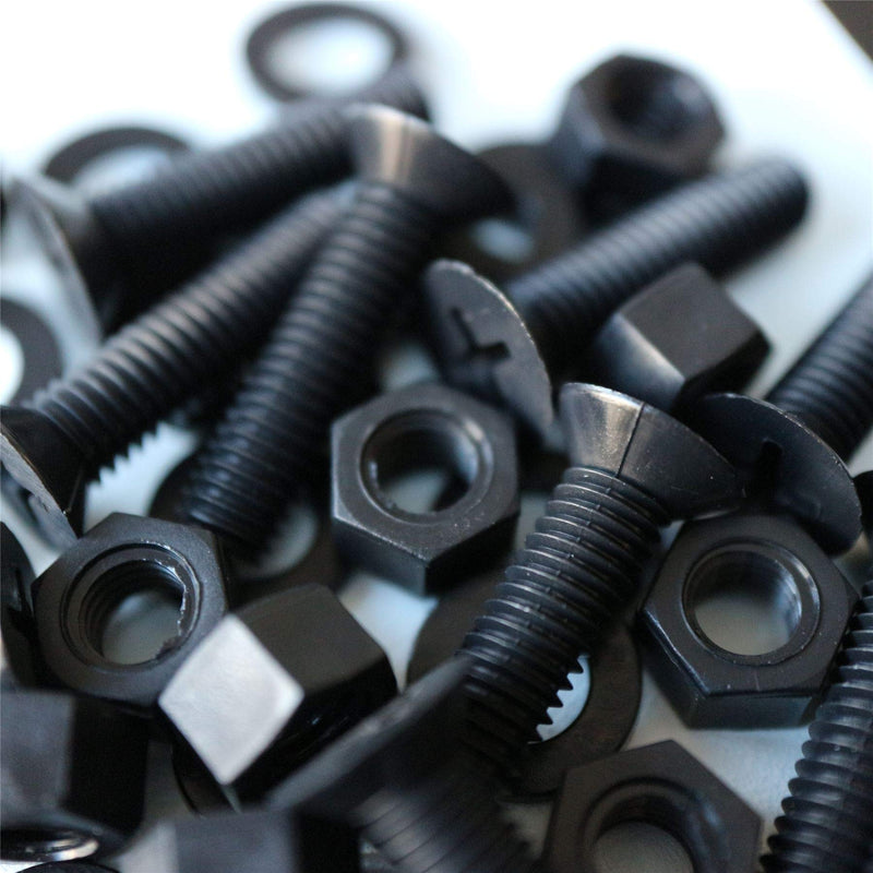 [Australia - AusPower] - 20 x Black Countersunk Screws Polypropylene (PP) Plastic Nuts and Bolts, Washers, M5 x 20mm, Anti-Corrosion, Chemical Resistant, (13/64 x 25/32 in) 