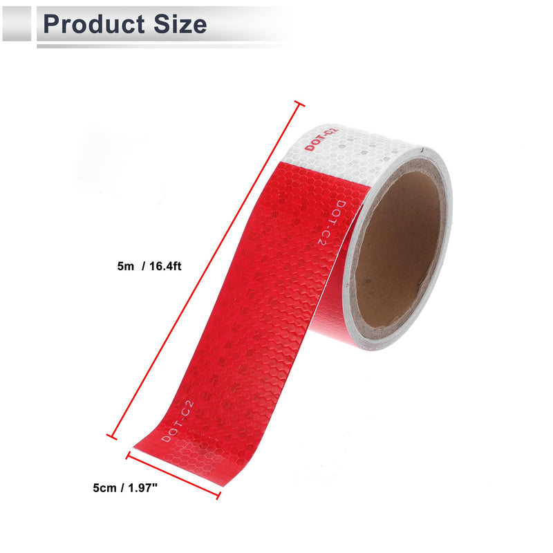 Reflective Tape 16.4ft x 1.97" Argyle Warning Safety Adhesive Tape Outdoor Reflector for Cars Trucks Red,White 1 Pc 16.4ft x 1.97"