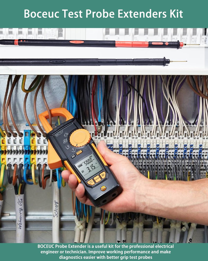 [Australia - AusPower] - Multimeter Leads, Test Probe Extenders Kit, Extenders Fits Between Modular Test Probes& Leads(2 PCS, Black and Red) BC5540200 