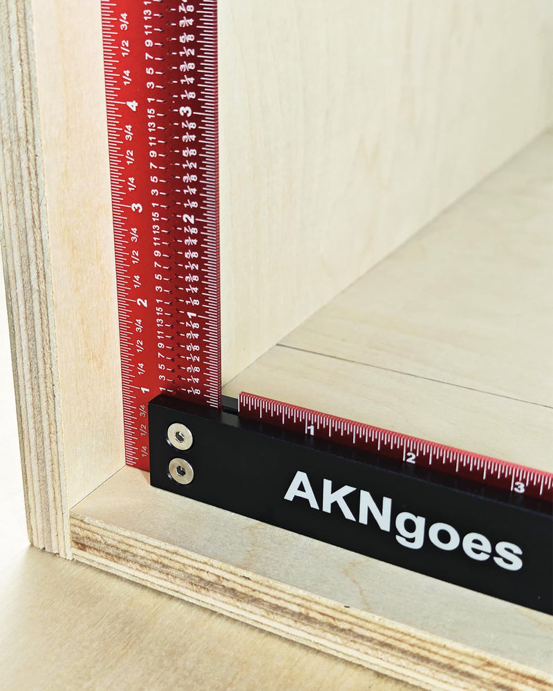 Precision Woodworking Square Ruler for Measuring and Marking, Square Ruler with Support Lip, Self Standing for Quick Measurement, Framing Tool for Professional Carpentry Use - 12 Inch