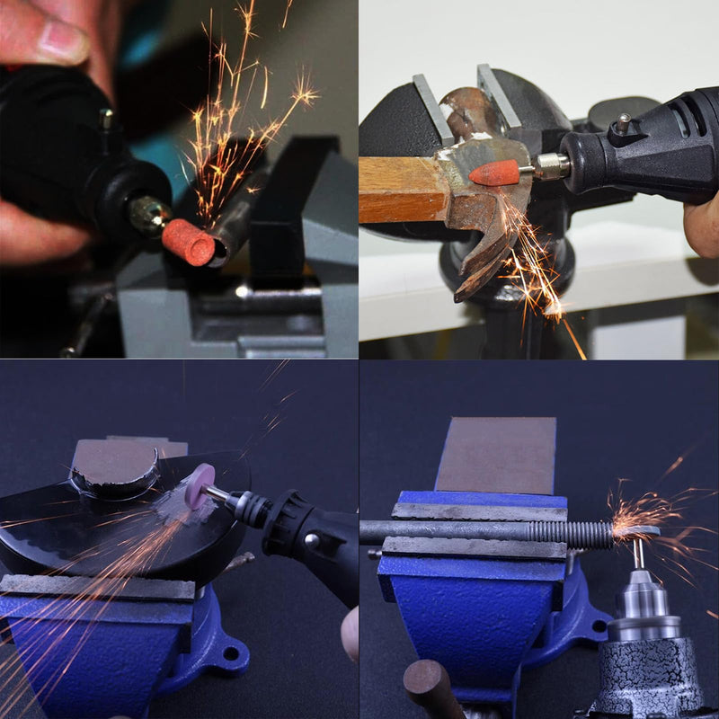 [Australia - AusPower] - 𝐉𝐔𝐍𝐋𝐈𝐗𝐍 45 Pcs Rotary Grinding Stones - 1/8" Shank Abrasive Mounted Stone Grinding Point Sharpening Bits for Rotary Tools 