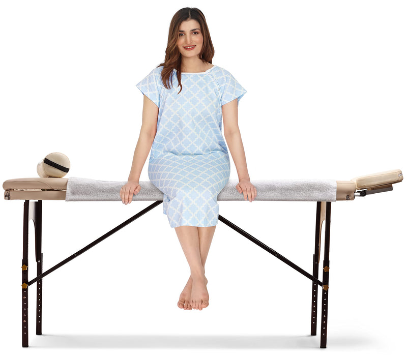 [Australia - AusPower] - NY Threads Women's Hospital Gown Soft and Stylish Patient Gown Small-Medium Moroccon Tile - Blue 