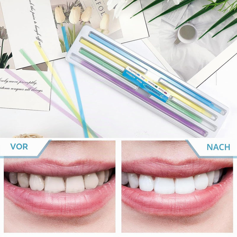 60 Pieces Teeth Sandpaper for Spaces, 4 Colours Tooth Sandpaper, Dental Polishing Strips for Deep Cleaning (4 mm x 150 mm)