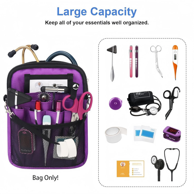 [Australia - AusPower] - Nurse Waist Bag,Medical Waist Bag Medical Gear Pockets Storage for Stethoscopes,Nurses Utility Belt Organizer Bag，Bandage Scissors and Other Medical Supplies（Purple） Purple 