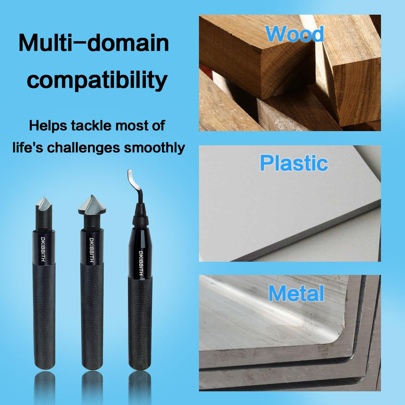 DKIBBITH 13-Piece Deburring Tool Set with 2 Countersinks & 11 Blades - Works on Metal, Resin, PVC, Copper, Plastic,3D Printed Edges - Plumbing & 3D Printing Burr Removal Reamer Tool. 13 Piece Deburring Tool