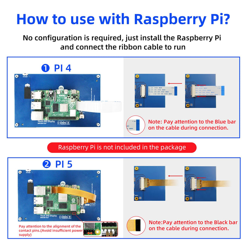 [Australia - AusPower] - 7 Inch Touch Screen MIPI DSI Display Compatible with Raspberry Pi 5/4/3/B+/A+, 800x480 Pixel IPS Capacitive Screen, Driver-Free MIPI DSI Port 7 Inch 