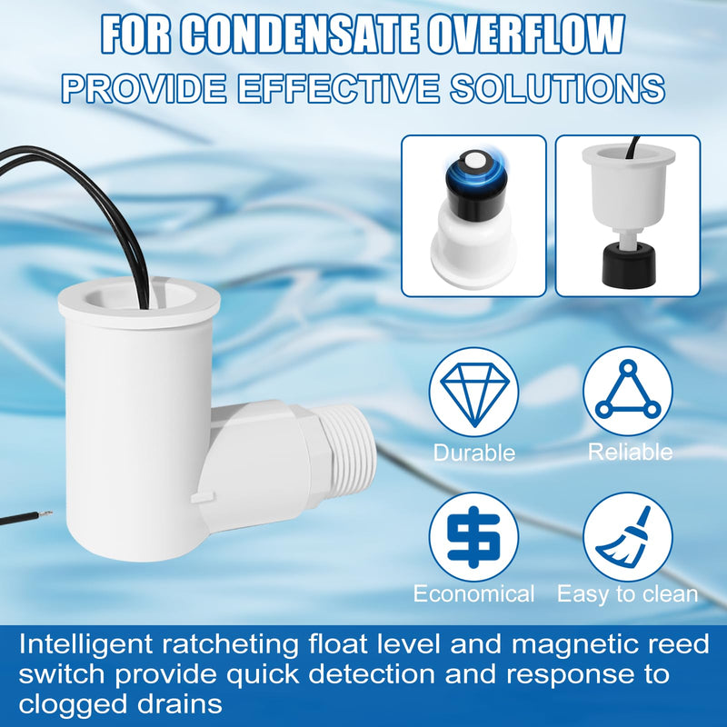 [Australia - AusPower] - SS2 AC Float Switch L Shape for HVAC Drain Pan Condensate Outlet, 3/4 Inch Condensate Shut Off Sensor Float Safety Switch for Condensating Overflow Detection - 4 Pack 
