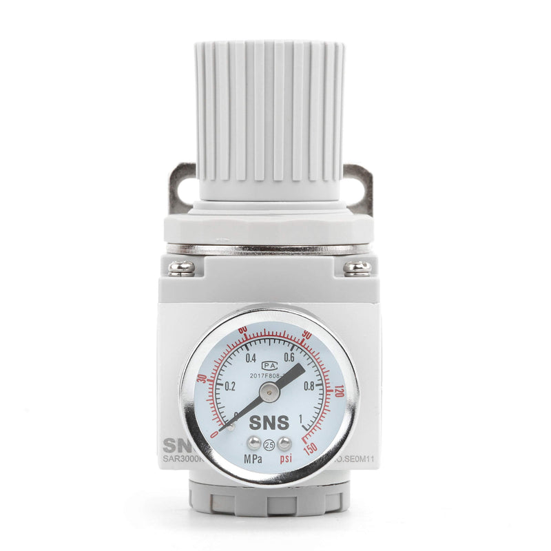[Australia - AusPower] - SNS Air Pressure Regulator Female Thread 1/4 NPT Compact Type Relief Type 0-150 PSI Adjustable, Bracket, Gauge SAR3000K-N02 SAR3000-N02 