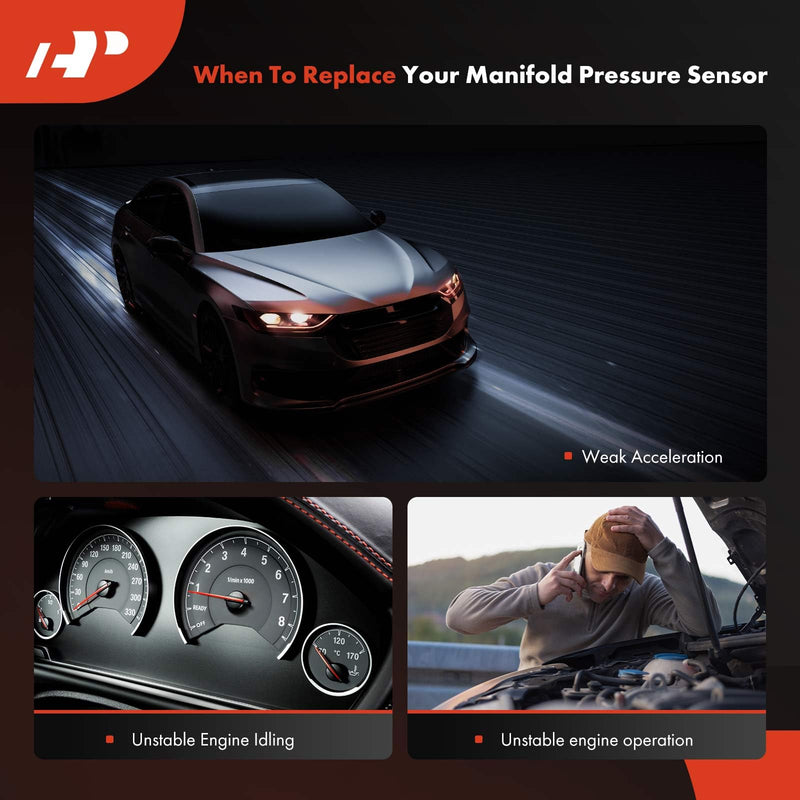 A-Premium Manifold Pressure (MAP) Sensor [4 Pins] Compatible with Volkswagen Jetta Passat 2014-2019, Golf 2015-2018, Golf Alltrack 2017-2019, Golf SportWagen, Tiguan, Beetle, Atlas, GTI & Audi Q5