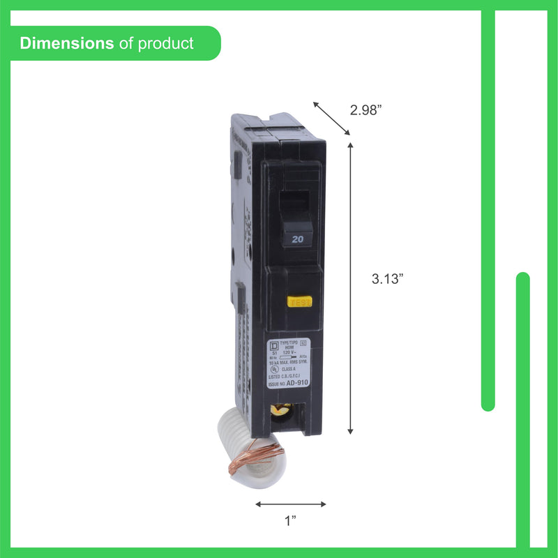 [Australia - AusPower] - Square D by Schneider Electric HOM120GFICP Homeline Circuit Breaker 20 Amp 120 V Cd3, Pack of 1, As Shown in The Image 