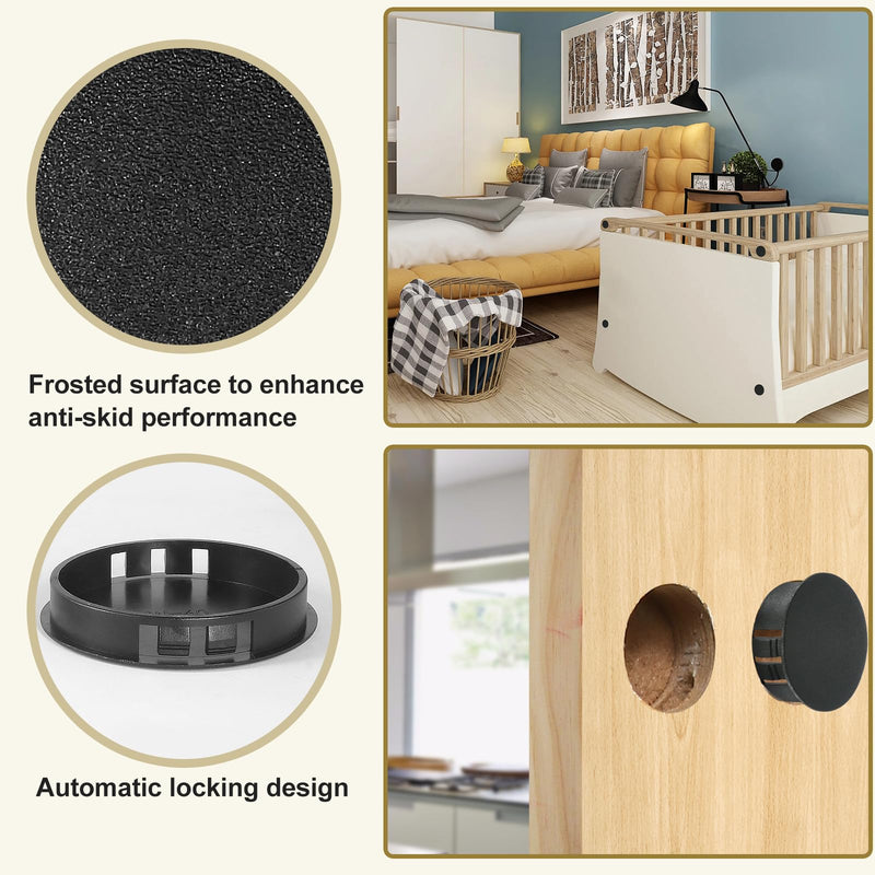 [Australia - AusPower] - 30pcs Plastic Hole Plugs, Snap in Locking Hole Tube Circular Locking Fastener Cover, Insert End Caps for Furniture Fencing Post Pipe - 60mm, Black 60mm | 2-3/8" 30 