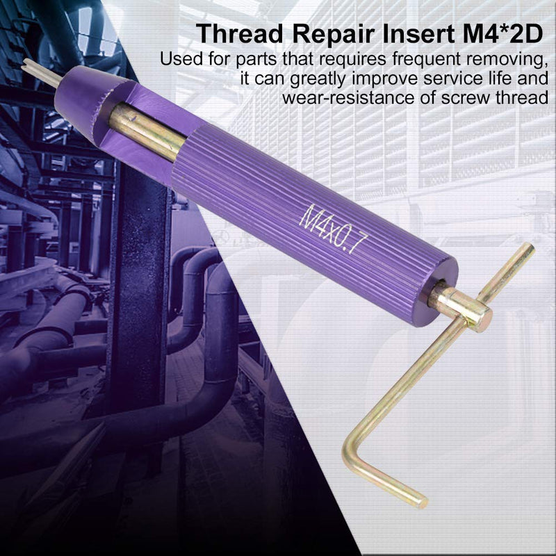 [Australia - AusPower] - Wire Thread Inserts, 50Pcs M4 x 2D Stainless Steel Coiled Wire Helical Screw Thread Inserts with M4 Installation Tool, ST4 Dedicated Tap, Tang Breaker, Drill Bit 