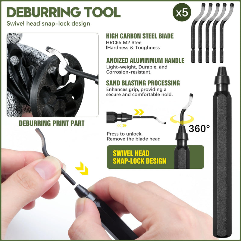 51Pcs 3D Printer Tool Kit with Storage Case, 3D Printing Accessories Including Deburring Tool, Scraper, Wire Knife, Metal Files, Brushes, Hand Drill & Tweezers, Compatible with All FDM 3D Printers
