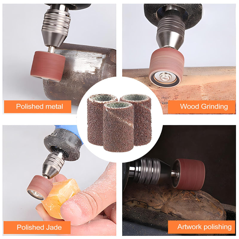 [Australia - AusPower] - LPZMPZ Pack of 242 Sanding Sleeves Nail Cutter with 80/120/180 Grit Sanding Cylinder Compatible with Dremel Rotary Tool Sanding Attachments Including 240 Sanding Sleeves + 2 Sanding Drum 