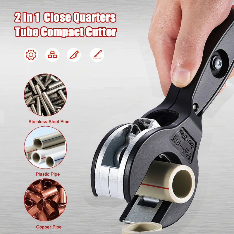 Ratcheting Pipe Cutter Tool,Ratchet-Type Tube Pipe Cutter,One-Hand Fast Pipes Cutting Tool,for Cutting 5/16-1-1/8 Inch Pvc Stainless Steel Copper Aluminium,Quick Cut Ratchet Tubing(Red,1/4"–7/8") 1/4"–7/8" Red
