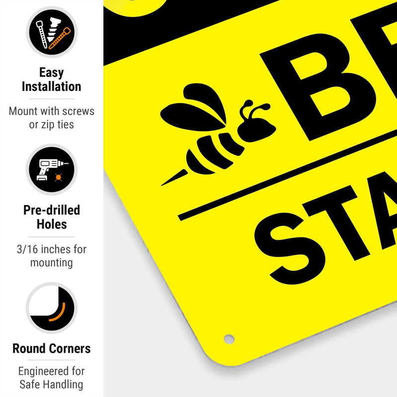 Caution Bees Stay Clear Sign, 10x14 Inches, Rust Free .040 Aluminum, Fade Resistant, Made in USA by Sigo Signs