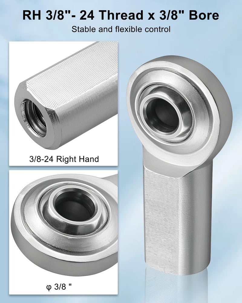 [Australia - AusPower] - CF6 Rod End Bearing Heim Joints Right Hand Female Thread Heim Joint, 3/8 x 3/8-24 Stainless Female Rod End Bearing with Jam Nuts, 4 Pack 