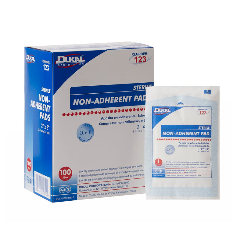 [Australia - AusPower] - Dukal DUK 123 Non-Adherent Dressing Pad, Sterile, 2" x 3" (Pack of 100) 