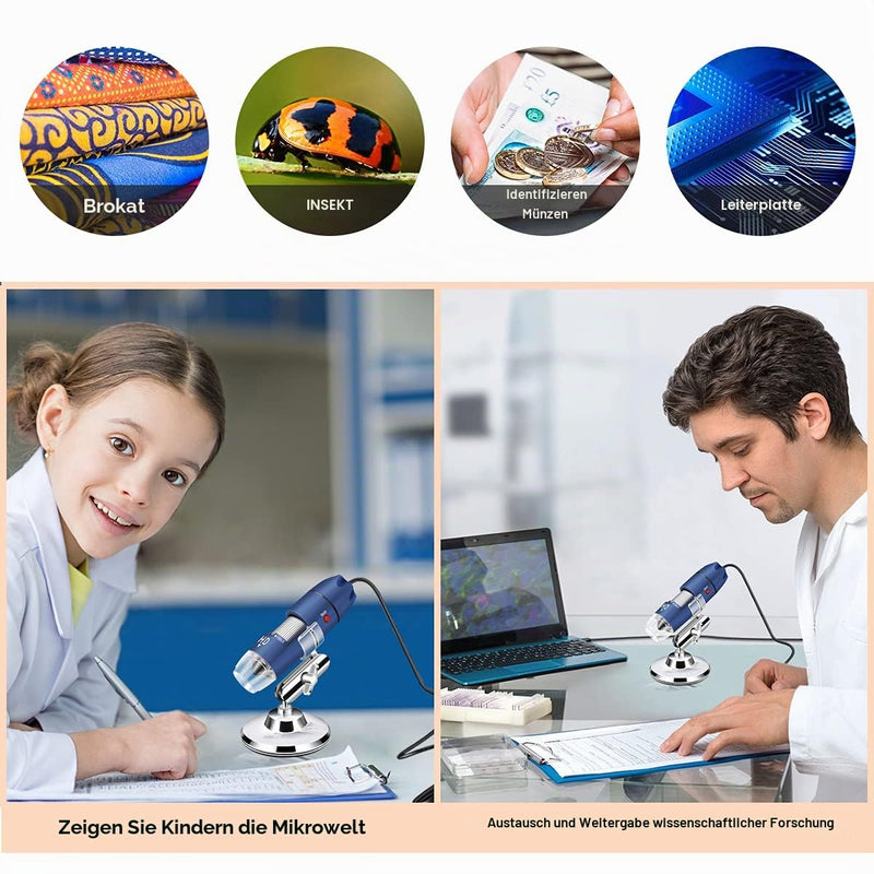 Jiusion 2K HD 2560 x 1440P USB Digital Microscope for Android Mobile Phone and Tablet Windows Mac Linux, 40X to 1000X Magnification Mini Endoscope Handheld Camera for Coin Facial Skin Scalp FA | Mini Endoscope Handheld Camera for Android Mobile Phone T...