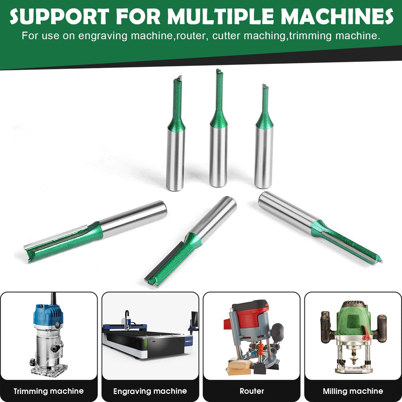 [Australia - AusPower] - Milling Cutter for Router Set Groove Cutter 8 mm Shank 6 Pieces Router Bits Wood Cutter 3 mm 4 mm 5 mm 6 mm 7 mm 8 mm Groove Cutter Wood Router Accessories Milling Drill Bit Drill Bit for Wood Cutting 