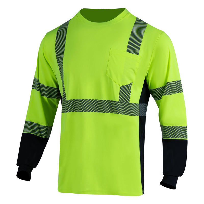 FONIRRA Hi Vis Safety T Shirt Cooling Quick Dry Class 3 Reflective High Visibility Short Long Sleeve Construction Shirt Small Type 02-yellow-1pcs