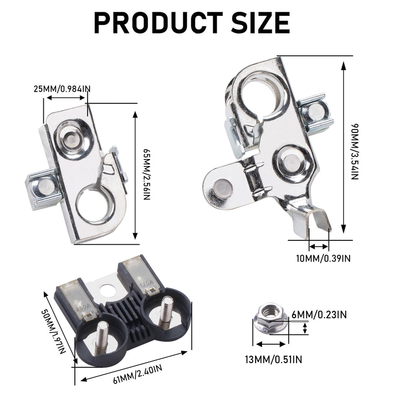 JINGKE AL3Z-14526-AA BT4Z-14450-AA BT4Z-14450-BA Battery Fuse & Positive/Negative Terminal Clamps Compatible with Ford F-150 2011-2014