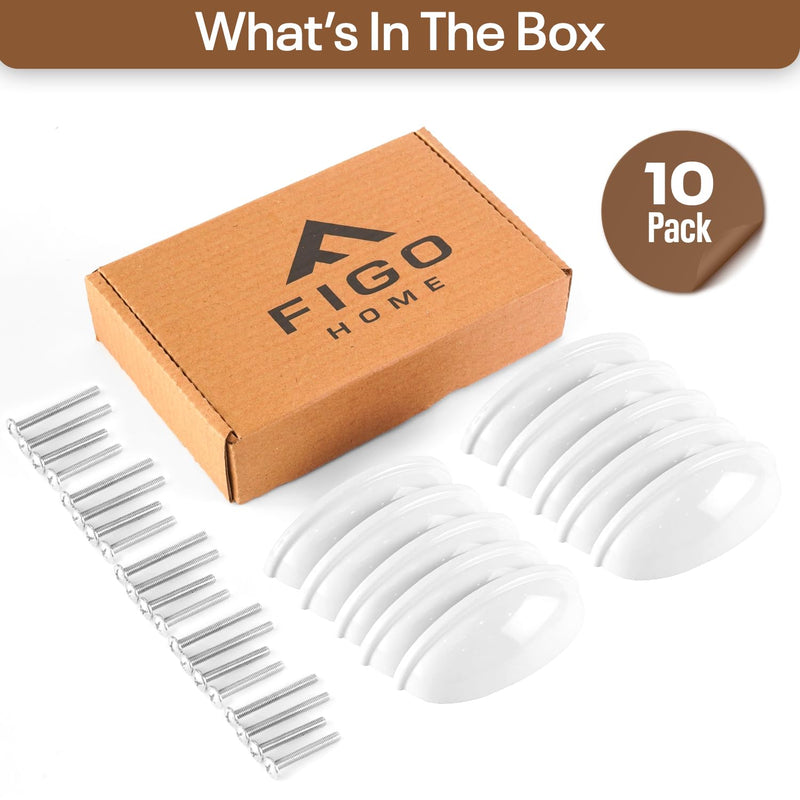FIGO HOME Cup Drawer Pulls – 10 Pack – White Cabinet Handles 3 Inch – White Cabinet Pulls – Cabinet Cup Pulls for Cabinets and Drawers – Cup Pulls for Drawers, Furniture & Kitchen Cabinet Hardware 3" Cabinet Cup Pulls