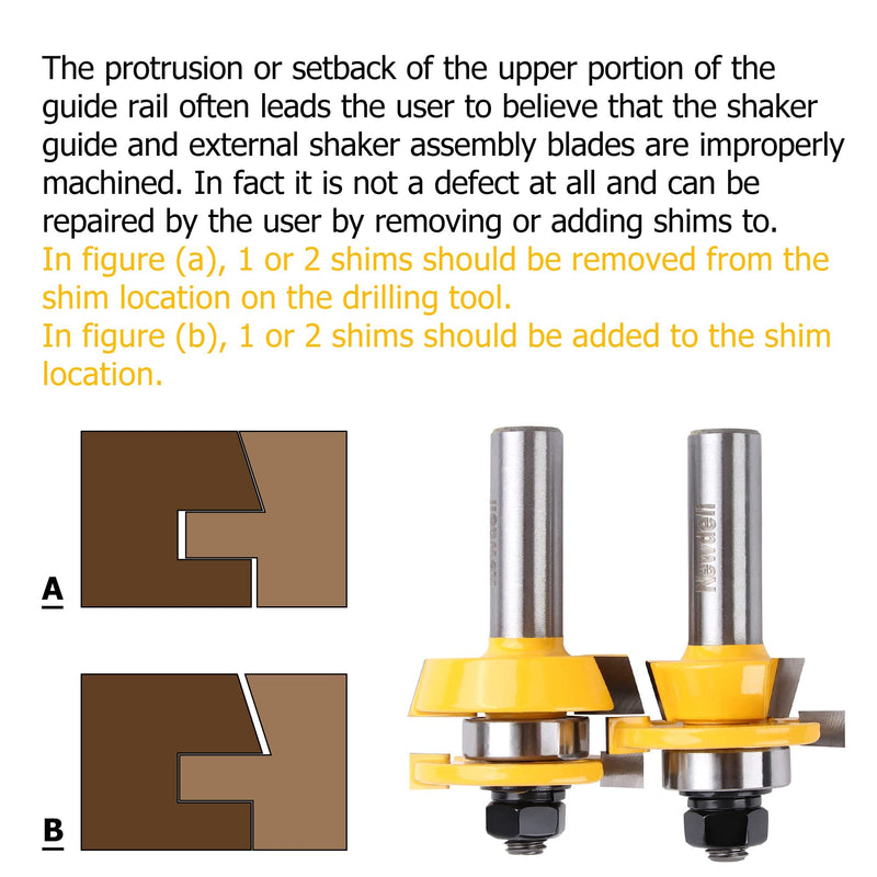 [Australia - AusPower] - Shaker Rail and Stile Router Bits, Newdeli 1/2 Inch Shank Tongue and Groove Router Bit, Professional Carbide Milling Cutters for Woodworking for Cabinet Door Shaker Rail and Stile Router Bits 1/2" Shank 