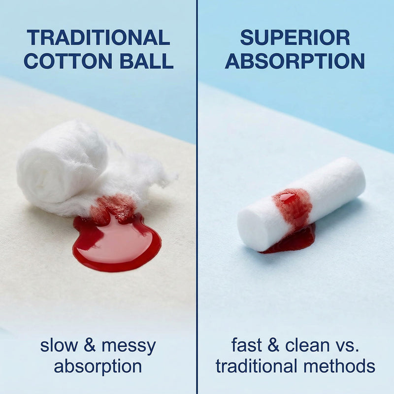 Pack of 200 Nose Stoppers, Nampons, Dental Cotton Rolls, Highly Absorbent Cotton Rolls, Soft Gauze Rolls, Stop Plugs for Emergency or Accident, Suitable for Babies Under
