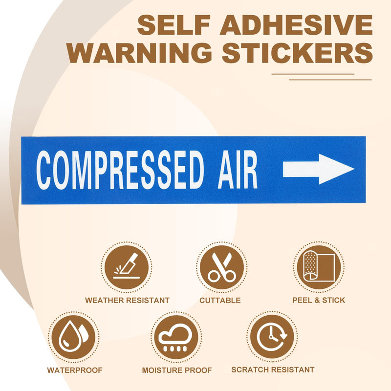 [Australia - AusPower] - MECCANIXITY Self-Stick Compressed AIR Sticker Pipe Flow Arrow Marker 1-3/5 x 8 Inch Pipe Identification Marking Labels Right-Pointing for Air Compressors White on Blue, Pack of 30 White/Blue 
