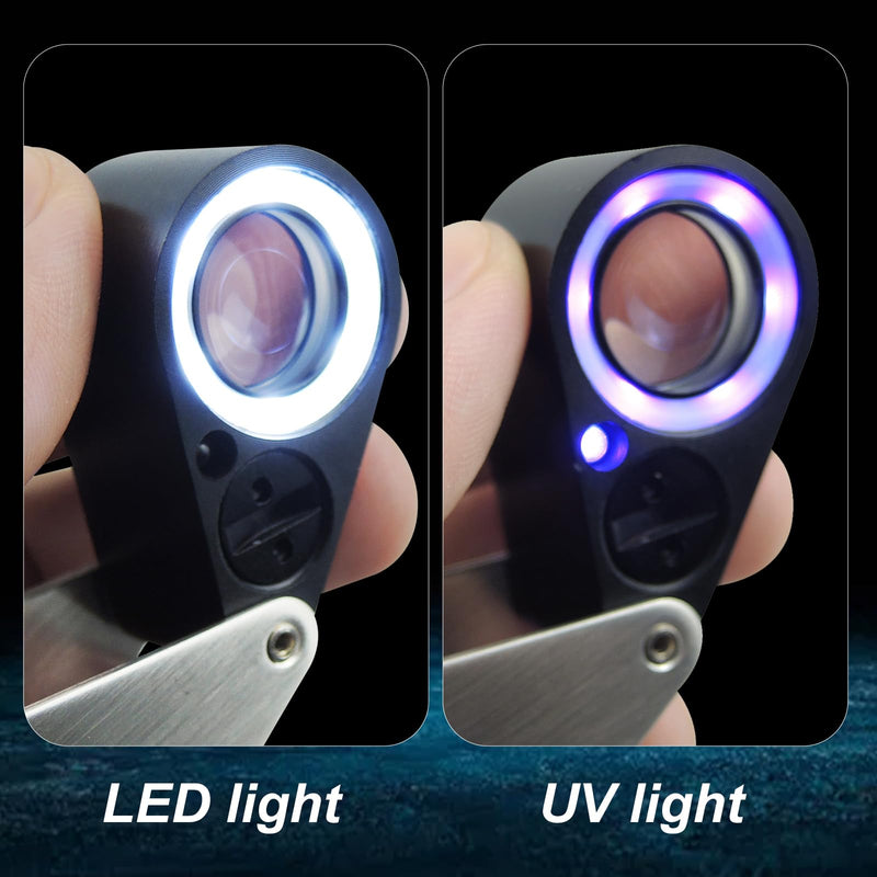 [Australia - AusPower] - Generic Mini Jeweler Loupe 20x Magnifier with LED and Uv Light 20x Magnification 