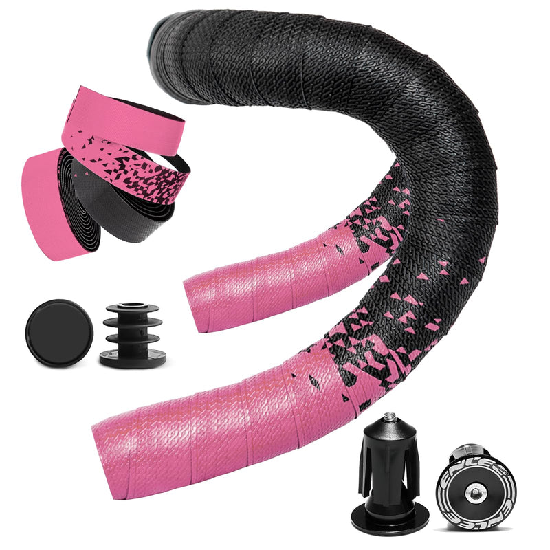 2PCS Bike Handlebar Tapes, Bicycle Handlebar Tape, Road Bike Handlebar Tape, Cycling Handle Wraps, Comfortable, Durable, Anti-Slip, Sweat-Absorbing Design, Pink A Pink