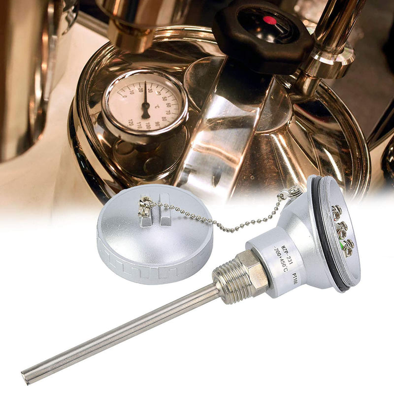 Temperature Sensor Head, PT100 Temperature Sensor Probe 1/2" NPT Thread Thermocouple Terminal Head (PT 100mm)