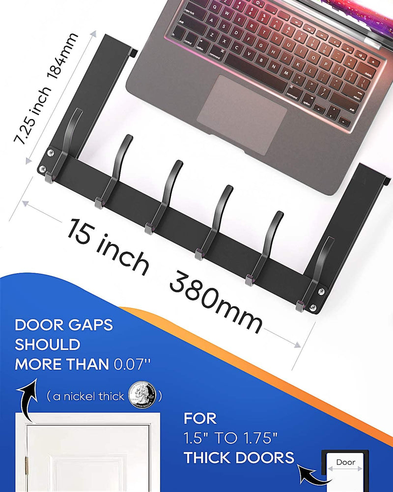 [Australia - AusPower] - Over The Door Hooks, No Assembly Required Door Hanger Hook, Sturdy Over The Door Coat Rack, Over Door Hanger Door Hooks for Hanging Clothes, Towels, Hats, Matte Black 1 Pack 
