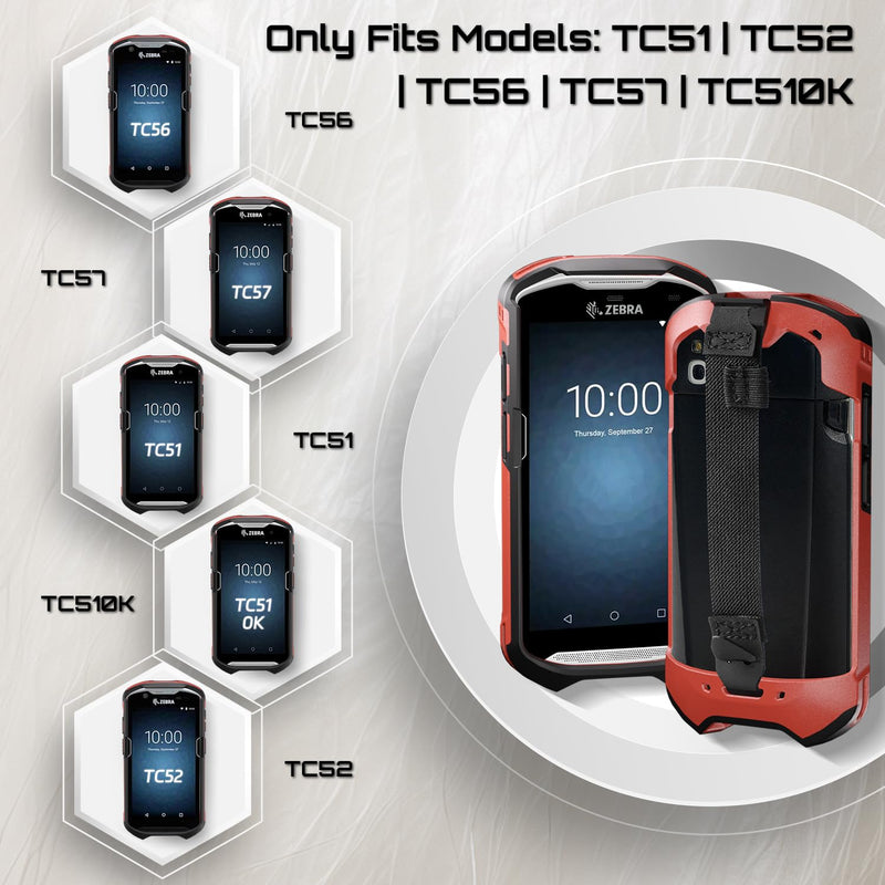 TC51 TC52 TC56 TC57 TC510K Case with Hand Strap - Protective & Ergonomic for Zebra Handheld Barcode Scanners SG-TC5X-EXO1-01 SG-TC5X-EXONHS-01 (Red) Red