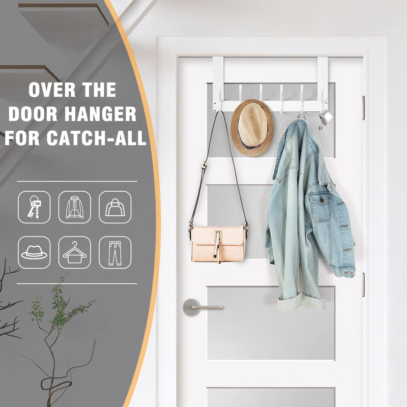 [Australia - AusPower] - Uross Foldable Over The Door Hooks, Heavy Duty Over Door Hanger, Behind The Door Hook Rack for Hanging Jackets Coats Hoodies Towels Scarfs Clothes Hats Handbags Backpacks -White 1 White 