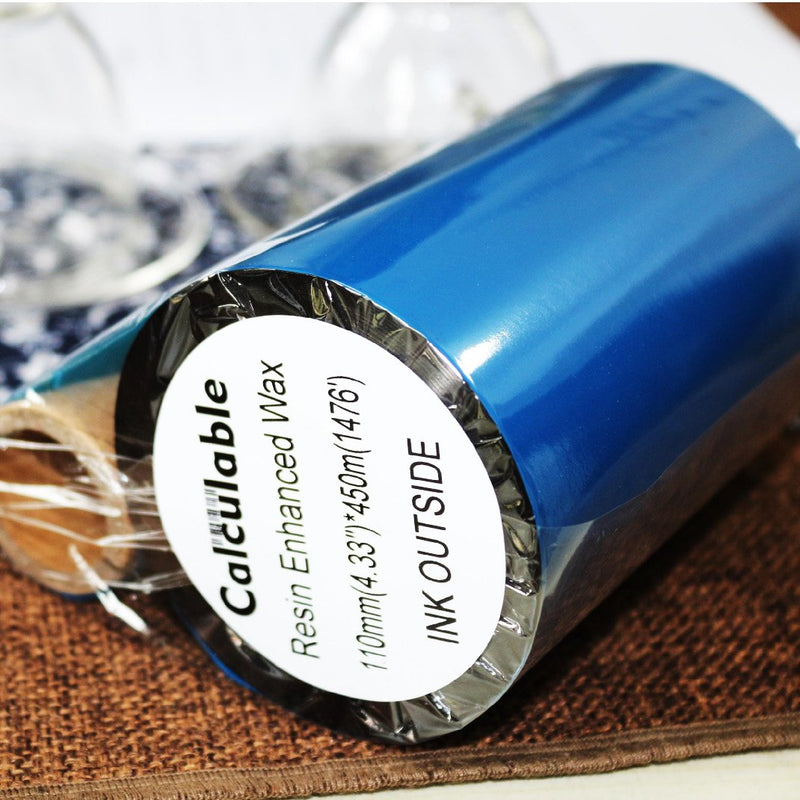 [Australia - AusPower] - 4.33" x1476' (110mmx450m) Thermal Transfer Ribbon Ink Outside Wax Ribbons Resin Enhanced Wax for Zebra GK420D SM4 ZT410 GC420t GK420t GX420t GX430t Tec Datamax Intermec Citizen Printer Resin Enhanced Wax 4.33"x1476' 