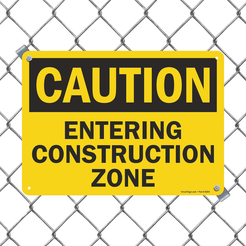 SmartSign "Caution - Entering Construction Zone" Sign | 10" x 14" Plastic 10" x 14"