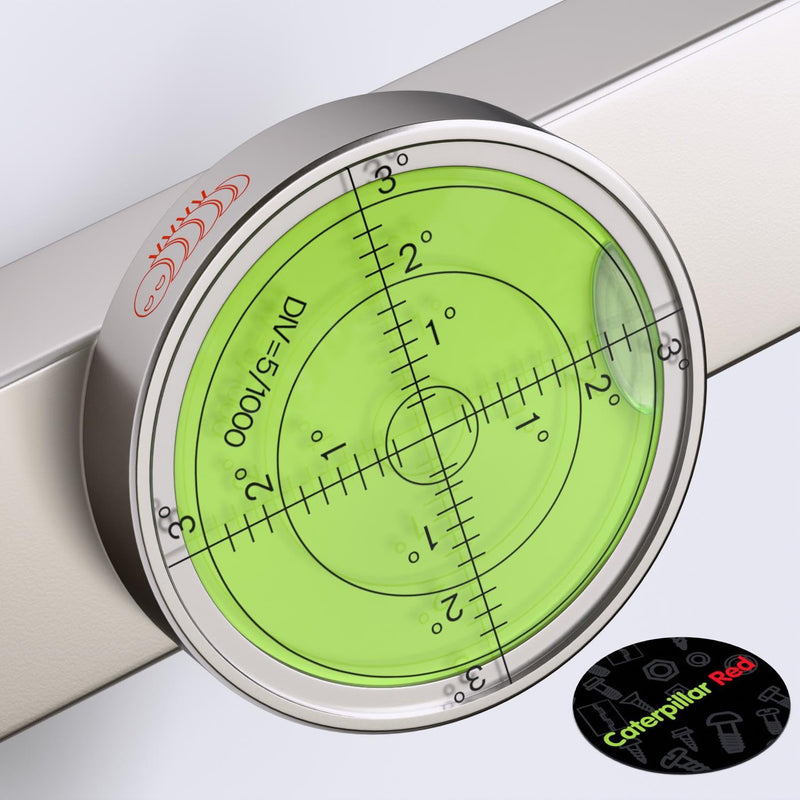 [Australia - AusPower] - Magnetic Metal Large Spirit Bubble Level 60mm Diameter, (2 23/64 in), Surface Level - Metal Housing, Bulls Eye, Green/Silver 