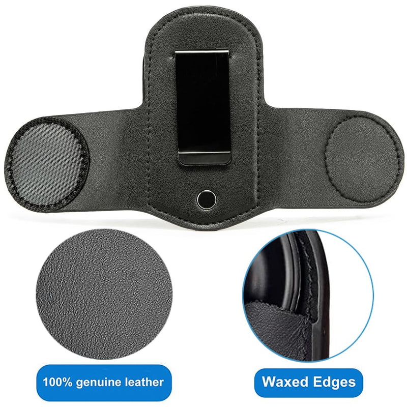 [Australia - AusPower] - Stethoscope Holder - Stethoscope Holster/Premium Leather Stethoscope Holder Hip Clip/Universal Clip-on Stethoscope Holster for Littmann & Most Stethoscope (Black) Black 