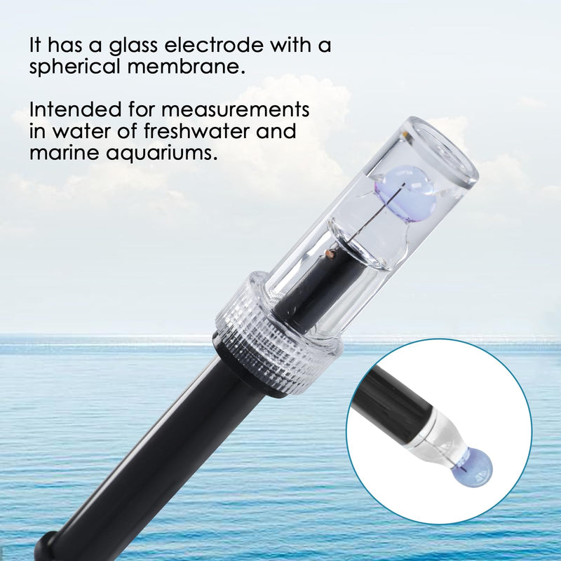 pH Electrode Meter, Refillable pH Probe with BNC Connector High Accuracy pH Sensor Probe with Calibration Powder 0-14 Large Glass Bubble Design pH Meter for Water (2M)