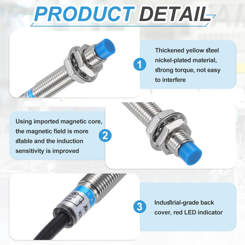 [Australia - AusPower] - MECCANIXITY Inductive Proximity Sensor,PNP NO M8 DC 6-36V 300mA Proximity Switch Detector Approach Sensor 2mm 2 Wire for Industrial Automation LJ8A3-2 