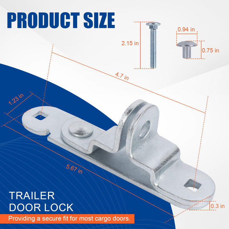 [Australia - AusPower] - GDW Cargo Trailer Door Latch Hasp Keeper for Ramp Padlock Race Bar Lock Handle Enclosed Car Hauler (?Trailer Door Hasp 2pack +Screws 4+Nuts 4) 
