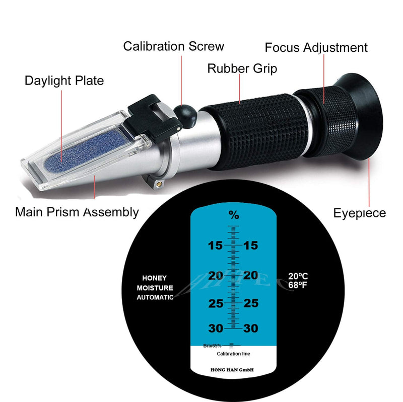 [Australia - AusPower] - TRZ Honey Refractometer Moisture 12 to 30%?Designed for The Inspection of Moisture Content of Honey 