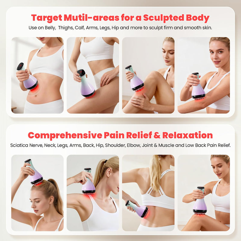 [Australia - AusPower] - Lymphatic Drainage Massager, Anti-Cellulite Massager For Body Cellulite and Thigh & Belly Stretch Marks Reduction, Handheld Massage tools for lymphedema & lipedema, Sciatica Nerve pain relief Devices Colorful 