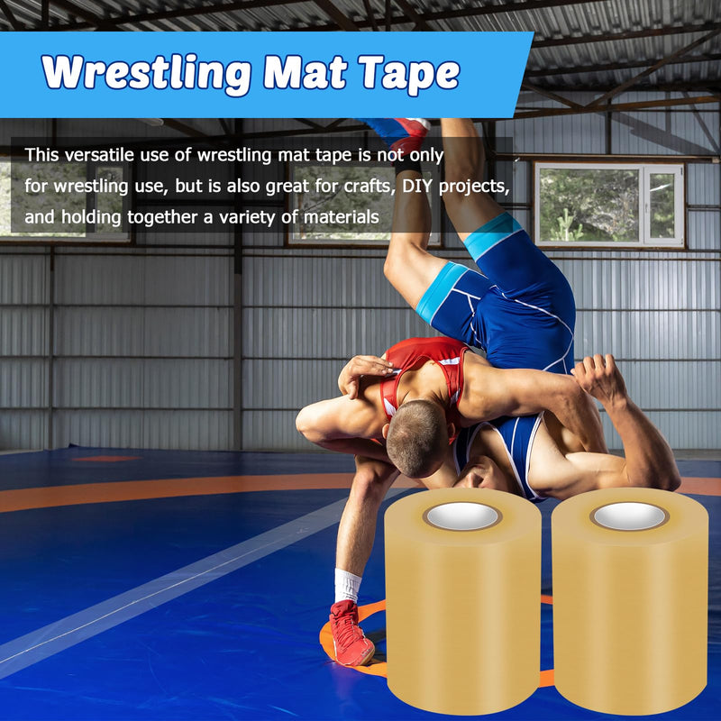 2 Rolls 3.93inch x 66FT Wrestling Mat Tape Clear Gym Floor Tape, PVC Seam Cover Tape for Heavy Duty Wrestling Grappling Exercise Mats