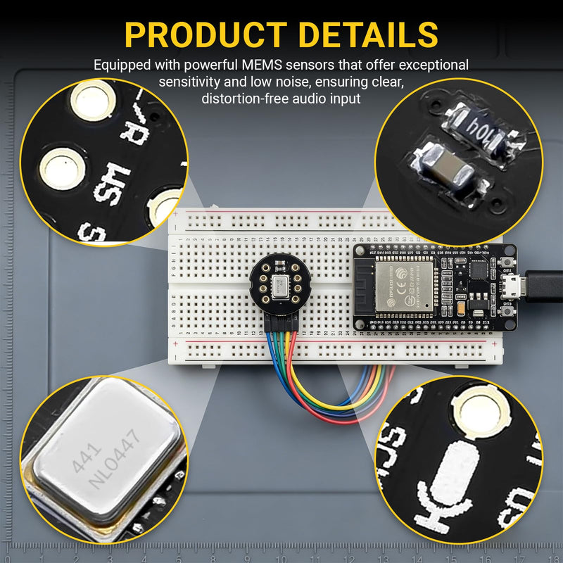 1 x INMP441 Omnidirectional Microphone Module 24 Bit I2S Interface Compatible with ESP-32 Arduino, Digital Output Sensor Module, I2S MEMS Interface, for Professional Audio Recording Module