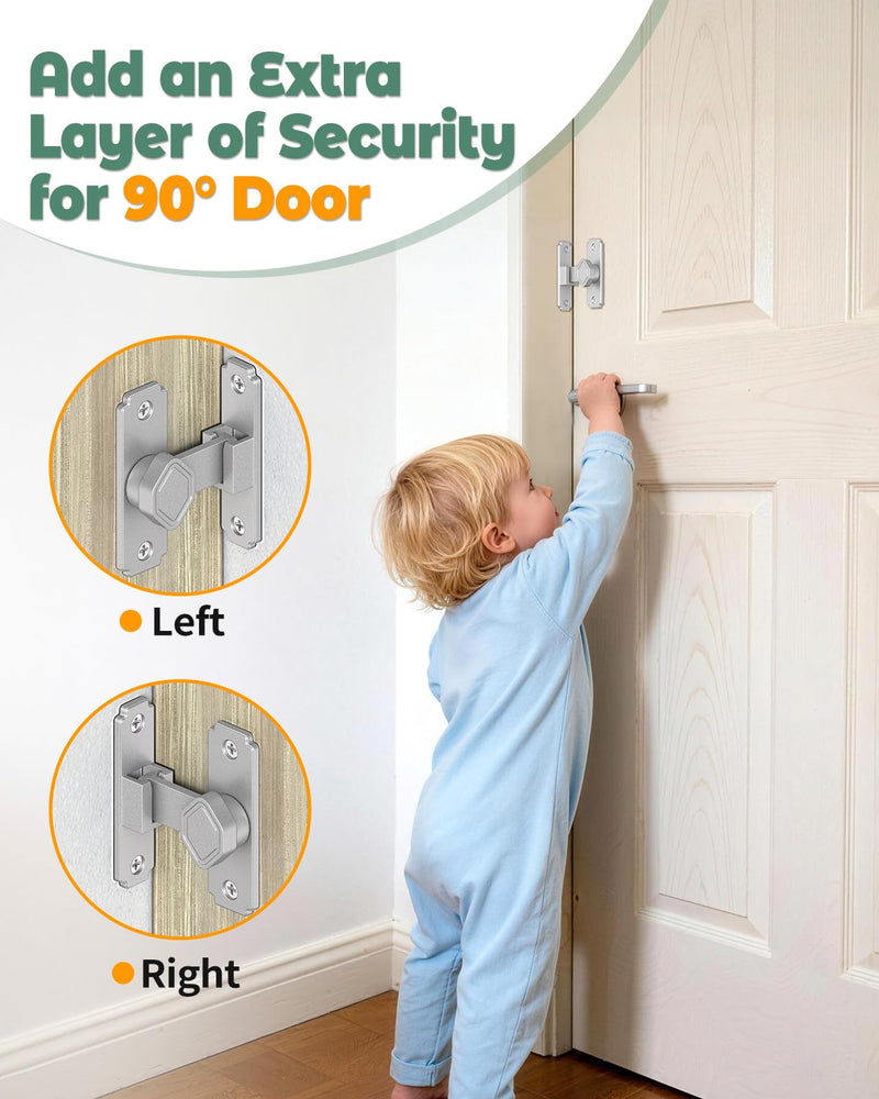 90 Degree Flip Barn Door Lock, Small Right Angle Lock Latch, Sliding Door Latches for Cabinets, Bathroom, Barn, Shed, Garden, Window - Safety & Privacy Hardware (Silver-4PCS) Silver-4PCS