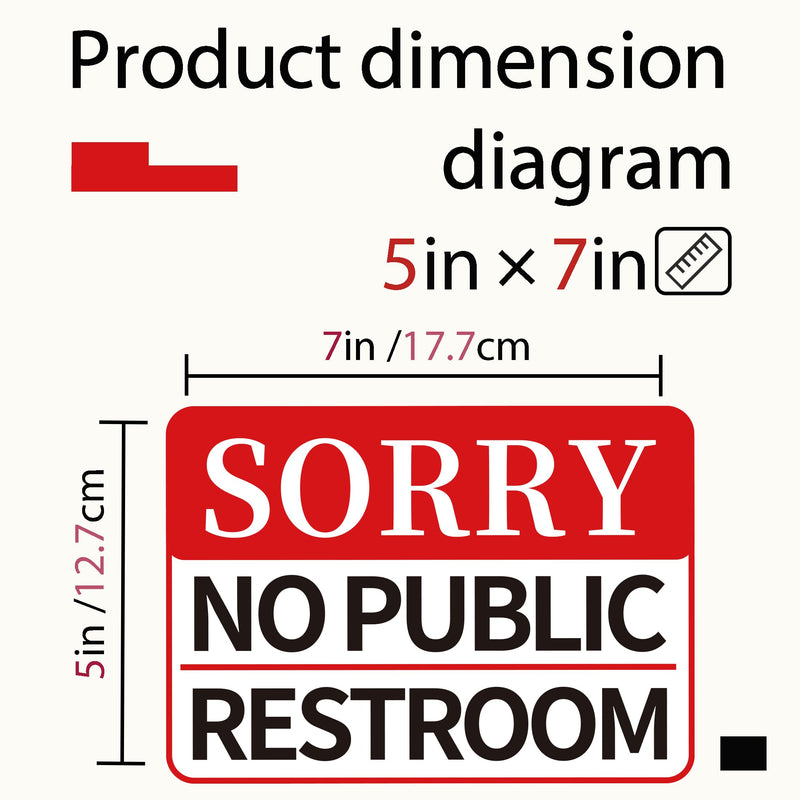 [Australia - AusPower] - 2 PCS Sorry No Public Restroom Signs, Self Adhesive Weatherproof UV Protected Vinyl No Public Bathroom Signs for Business Window Door Red (No Public Restroom) 